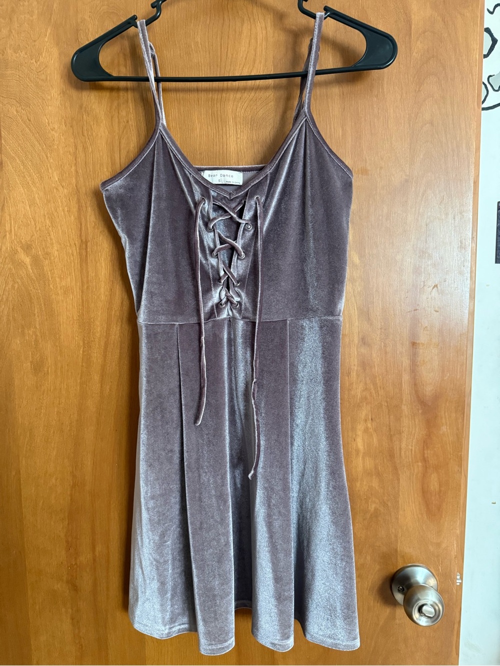 Bear Dance Mauve Velvet Lace-Up Mini Dress